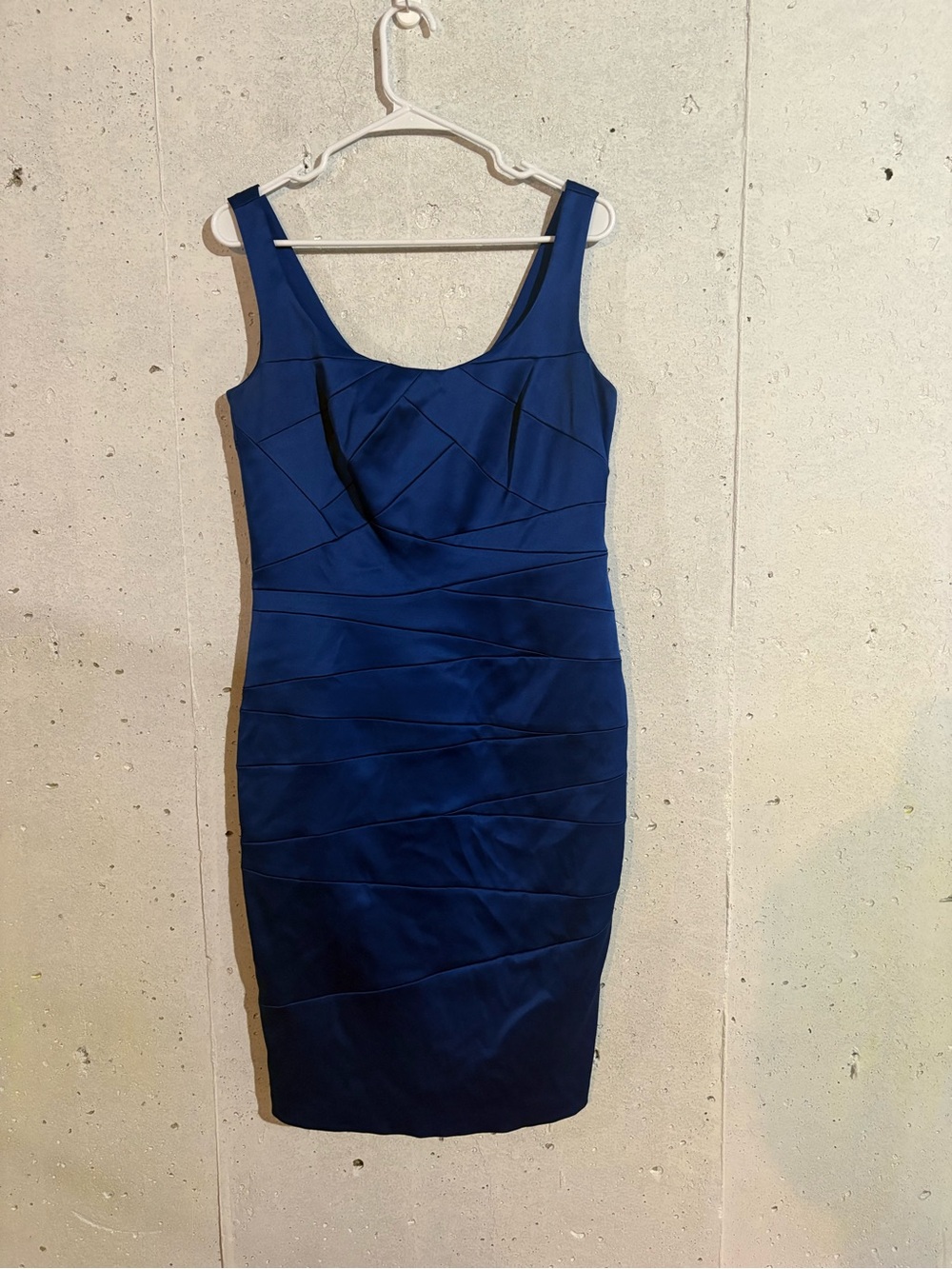 Sangria Royal Blue Ruched Pleated Bodycon Sheath Cocktail Dress | Size: 10
